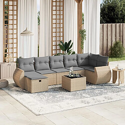 vidaXL Salon de jardin avec coussins 8pcs mélange beige résine tressée 