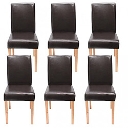 Decoshop26 Lot de 6 chaises de salle à manger synthétique marron pieds clairs CDS04240