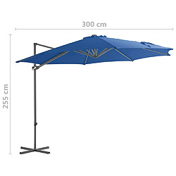 vidaXL Parasol de jardin en porte-à-faux avec mât en acier bleu azuré pas cher