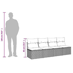 vidaXL Canapé de jardin 4 places avec coussins gris résine tressée pas cher