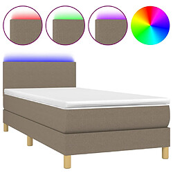 vidaXL Sommier à lattes de lit avec matelas LED Taupe 100x200 cm Tissu