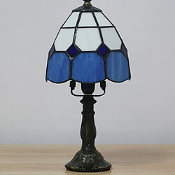 Wewoo Lampe Chambre à coucher en verre d'église d'époque lSalle à manger bar café décoration petite de tableStyle Base alliage bleu pas cher