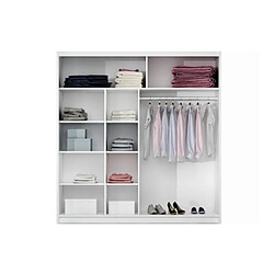 Avis Vente-Unique Armoire 2 portes coulissantes - Avec miroir - L203 cm - Coloris : Blanc - AUTLAN