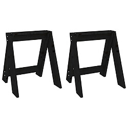 vidaXL Tabourets lot de 2 noir 40x40x45 cm bois massif de pin