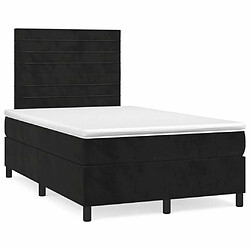 Maison Chic Lit adulte - Lit + matelas + LED,Sommier à lattes de lit et matelas LED noir 120x190 cm velours -GKD48883