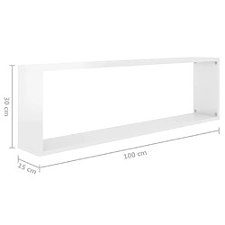 vidaXL Étagères cube murales 4 pcs blanc brillant bois d'ingénierie pas cher