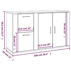 vidaXL Buffet Noir 100x33x59,5 cm Bois d'ingénierie pas cher