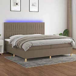 vidaXL Sommier à lattes de lit et matelas et LED Taupe 200x200cm Tissu 