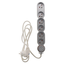 Avis Bloc Home 6 prises 16A 2P+T avec interrupteur et fiche parafoudre - Silver - câble HO5VV-F 3G1 1,5m - Zenitech