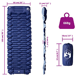 vidaXL Matelas de camping autogonflant oreiller 1 personne bleu marine pas cher