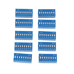 10pcs 2.54mm Pitch 8 Positions 16 Broches Bleu Dip Dil ??interrupteur à Bascule 8 Bits