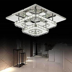 Stoex Plafonnier en Cristal 30CM Miroir Acier Inoxydable Moderne LED Double-pont Luminaire Lustre Eclairage Blanc chaud