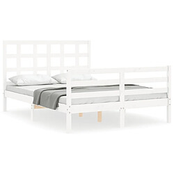 Maison Chic Cadre/structure de lit avec tête de lit pour adulte - Lit Moderne Chambre blanc 140x190 cm bois massif -MN25040