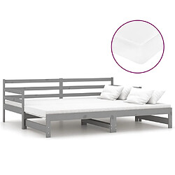 Maison Chic Lit d'appoint 2x(90x200)cm,Lit coulissant Lit de repos Gris Bois de pin massif -GKD43519