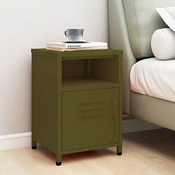 vidaXL Table de chevet Vert olive 35x35x51 cm Acier