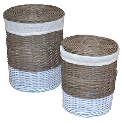 Decoshop26 Lot de 2 panier à linge en rotin kubu gris tissé à la main DEC05045