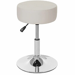 Mendler 2x Tabouret HWC-C22, hauteur réglable, Ø 35 cm ~ similicuir crème