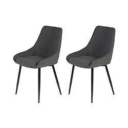 Mes Lot de 2 chaises repas 48x55x84 cm en tissu gris foncé - ORMOY 