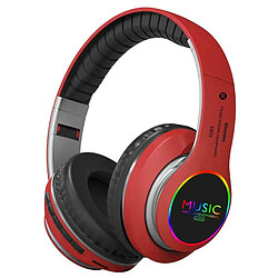 Universal Casque stéréo bluetooth sans fil pliable casque super basse casque avec micro couleur rouge