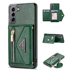 Coque en TPU + PU N.BEKUS avec béquille, porte-carte et dragonne vert noirâtre pour votre Samsung Galaxy S22 Plus 5G 