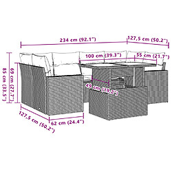 vidaXL Salon de jardin avec coussins 7 pcs beige résine tressée pas cher