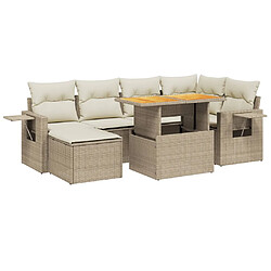 vidaXL Salon de jardin avec coussins 7 pcs beige résine tressée