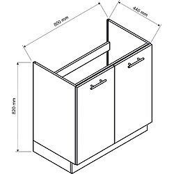 Pegane Meuble bas de cuisine avec 2 portes coloris blanc - longueur 80 x profondeur 44,60 x hauteur 82 cm