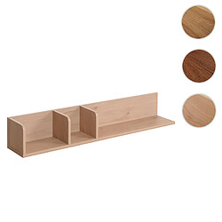 Mendler Etagère murale HWC-M48, étagère suspendue Etagère en bois flottante, 3 compartiments en bois massif de manguier 20x120x21cm ~ beige