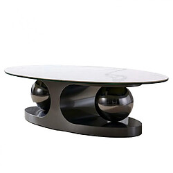 Inside 75 Table basse design SPHERE BLACK NICKEL 120 base métal noir plateau marbre blanc