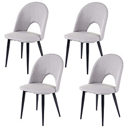 Decoshop26 4x chaises de salle à manger cuisine en tissu / textile gris pieds métal 04_0000578 