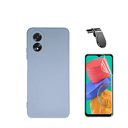 Jeu de films en verre trempé de la couverture 5D + Cas de silicone liquide + SuppOrt Magnétique L Voiture de conduite sécuritaire Phonecare pour Oppo A38 4G - Bleu clair 