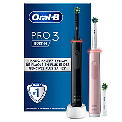 Oral-B - Pro 3 - Rose/noire - 2 Brosses à dents électriques 