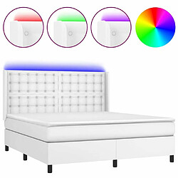 Sommier à lattes et matelas LED,Cadre à lattes de lit pour Adulte Blanc 180x200 cm Similicuir -MN32752