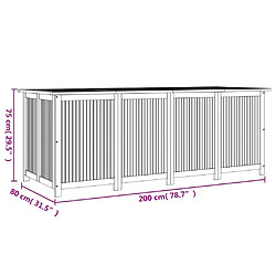 vidaXL Boîte de rangement de jardin 200x80x75 cm bois massif d'acacia pas cher