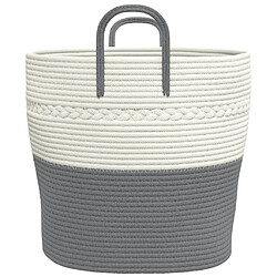 Acheter vidaXL Panier de rangement gris et blanc Ø43x38 cm coton