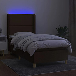 Avis Maison Chic Lit adulte- Lit + matelas + LED,Sommier à lattes de lit matelas et LED Marron foncé 100x200cm -GKD15440