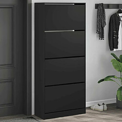 Maison Chic Armoire à chaussures 4 tiroirs | Meuble de rangement à chaussures Meuble d'Entrée rabattables noir 80x34x187,5 cm -MN85219