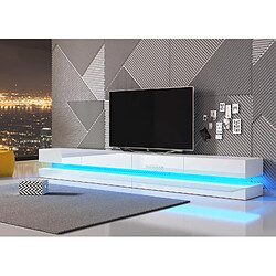 VIVALDI Meuble TV - FLY DOUBLE - 280 cm - blanc mat / blanc brillant +LED - style moderne