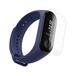 Wewoo 2 en 1 Bracelet Montre Caoutchouc En Silicone Poignet Remplacement avec Film D'écran TPU pour Xiaomi Mi Band 3 Bleu Marine 