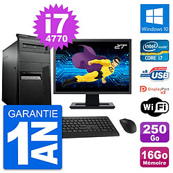 PC Tour Lenovo M93p Ecran 27" Core i7-4770 RAM 16Go Disque 250Go Windows 10 Wifi - Occasion