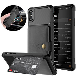 Etui en PU revêtu d'une feuille intégrée noir pour votre Apple iPhone XS 5.8 inch 