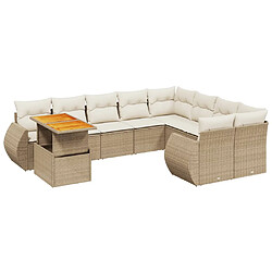 vidaXL Salon de jardin avec coussins 10 pcs beige résine tressée