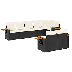 vidaXL Salon de jardin 8 pcs avec coussins noir résine tressée