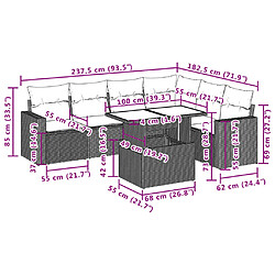 Acheter vidaXL Salon de jardin avec coussins 7 pcs gris clair résine tressée