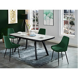 Vente-Unique Lot de 2 chaises - Velours et métal noir - Vert - MASURIE