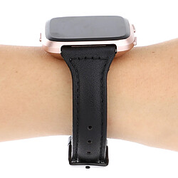 Wewoo Bracelet pour montre connectée Fitbit Versa razy Cheval Texture En Cuir Véritable Noir pas cher