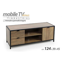 Webmarketpoint Meuble TV bas marron industriel cm 124 x 39 x 45 h 