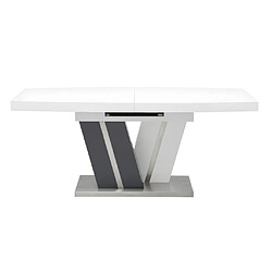 Vente-Unique Table à manger extensible NOAMI II - 6 à 8 personnes - MDF laqué gris et blanc pas cher