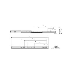 2 Paires de coulisses à billes L600mm charge maxi 68kg acier zingué 3056805 Emuca pas cher