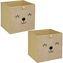 Toilinux Lot de 2 Boîtes de rangement enfant effet jute Animal - L. 29 x l. 29 cm - Marron Toilinux - Lot de 2 Boîtes de rangement enfant effet jute Animal - L. 29 x l. 29 cm - Marron - Design